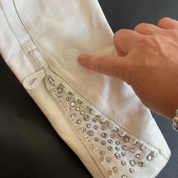 Kippy's Women's Jacket White 100% Leather BLING Size 8 - Picture 11 of 15